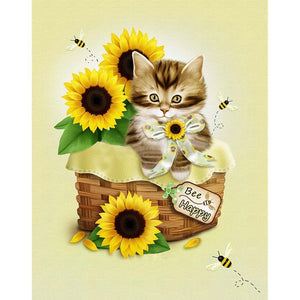 Cat Sunflower - Full Drill Diamond Painting