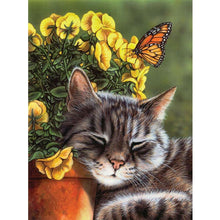 Load image into Gallery viewer, Cat and Butterfly - Full Drill Diamond Painting
