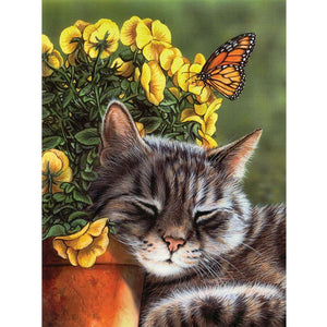 Cat and Butterfly - Full Drill Diamond Painting