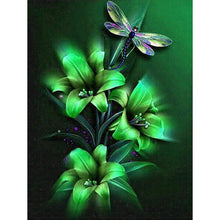 Load image into Gallery viewer, Green Morning Glory and Dragonfly - Full Drill Diamond Painting
