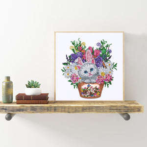 Bunny Cat-Special Shaped Crystal Diamond Painting-30*30cm