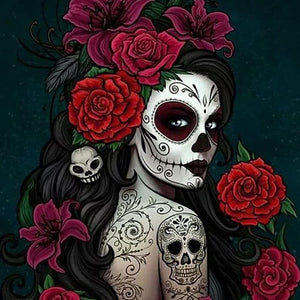 Skull Beauty Flower - Full Drill Diamond Painting