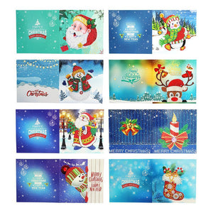 8pcs/set Christmas Greeting Cards Diamond Painting