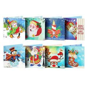 8pcs/set Christmas Greeting Cards Diamond Painting