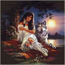 Load image into Gallery viewer, Indian and Wolf - Full Drill Diamond Painting
