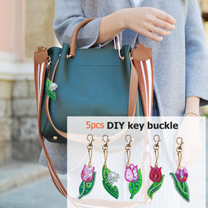 5pcs Roses DIY Keychain