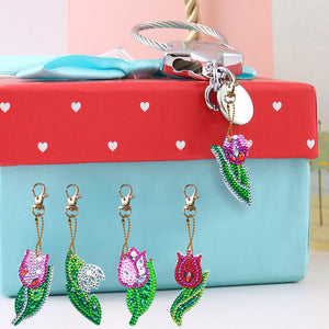 5pcs Roses DIY Keychain