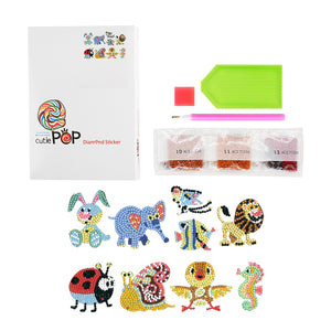 8pcs-Animal-Diamond Painting Free Stickers