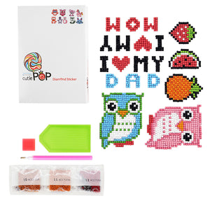 6pcs-Owl-Diamond Painting Free Stickers