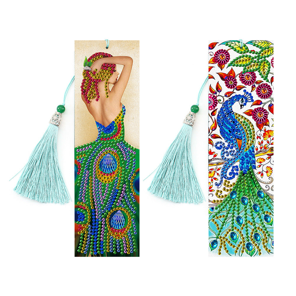 2pcs Peacock-DIY Diamond Painting Bookmark