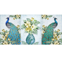 Load image into Gallery viewer, 3-pictures Peacock - Full Drill Diamond Painting - 95x45cm
