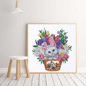 Bunny Cat-Special Shaped Crystal Diamond Painting-30*30cm