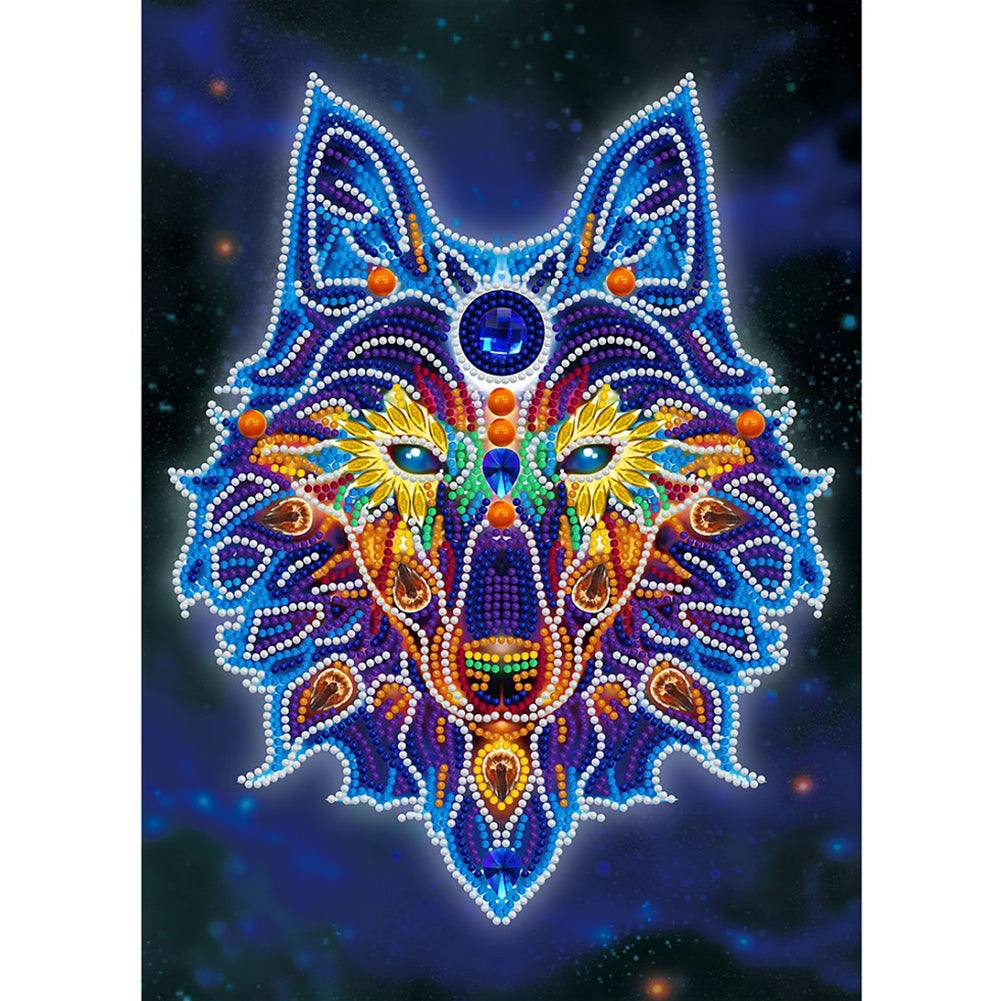 Wolf-Partial Special Luminous Diamond Painting-30x40cm