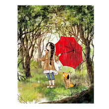 Load image into Gallery viewer, Red Umbrella Girl-11CT Stamped 3 Strands Cross Stitch-53x72cm
