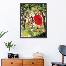 Load image into Gallery viewer, Red Umbrella Girl-11CT Stamped 3 Strands Cross Stitch-53x72cm
