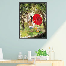 Load image into Gallery viewer, Red Umbrella Girl-11CT Stamped 3 Strands Cross Stitch-53x72cm
