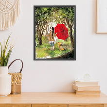 Load image into Gallery viewer, Red Umbrella Girl-11CT Stamped 3 Strands Cross Stitch-53x72cm
