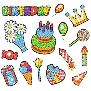 14pcs-Birthday Cake-Diamond Painting Free Stickers