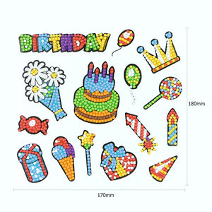 14pcs-Birthday Cake-Diamond Painting Free Stickers