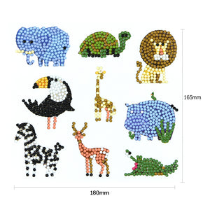 9pcs-Animal-Diamond Painting Free Stickers