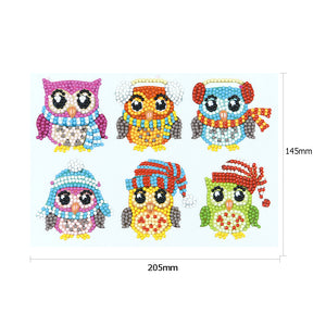 6pcs-Owl-Diamond Painting Free Stickers