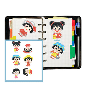 6pcs-Girl-Diamond Painting Free Stickers