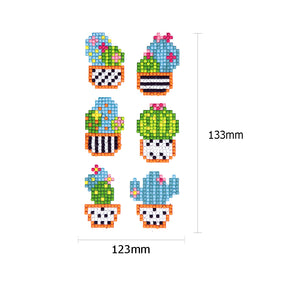 6pcs-Cactus-Diamond Painting Free Stickers