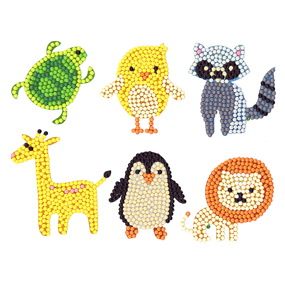 6pcs-Animal-Diamond Painting Free Stickers