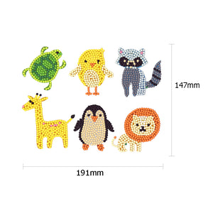 6pcs-Animal-Diamond Painting Free Stickers