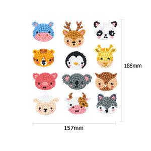 12pcs-Animal-Diamond Painting Free Stickers