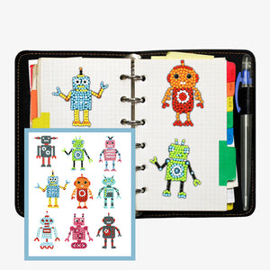 9pcs-Hyperactive Robot-Diamond Painting Free Stickers