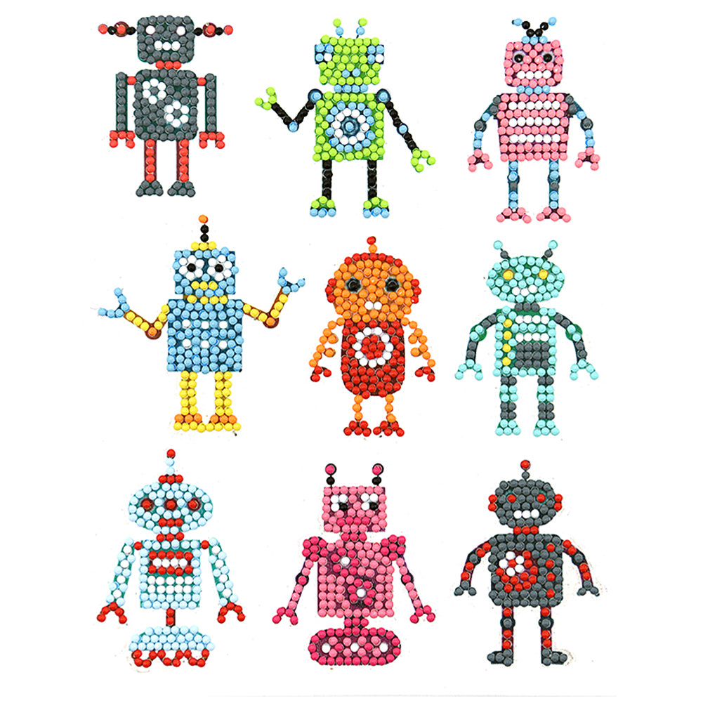 9pcs-Hyperactive Robot-Diamond Painting Free Stickers