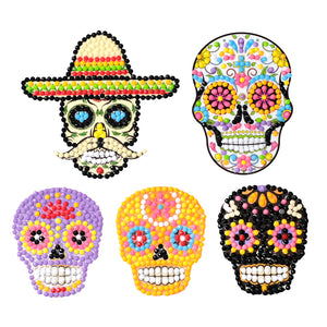 5pcs-Five Color Skull-Diamond Painting Free Stickers