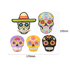 5pcs-Five Color Skull-Diamond Painting Free Stickers