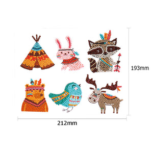 6pcs-Animal-Diamond Painting Free Stickers