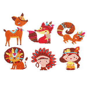 6pcs-Animal-Diamond Painting Free Stickers