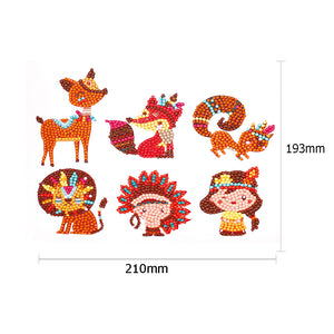 6pcs-Animal-Diamond Painting Free Stickers