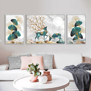 Deer Triptych-11CT Stamped 3 Strands Cross Stitch-194x96cm