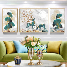 Load image into Gallery viewer, Deer Triptych-11CT Stamped 3 Strands Cross Stitch-194x96cm
