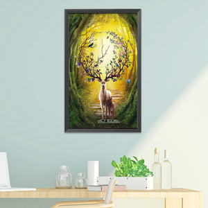 Deer-11CT Stamped 3 Strands Cross Stitch-62x97cm