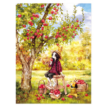 Load image into Gallery viewer, Apple Girl-11CT Stamped 3 Strands Cross Stitch-53x72cm
