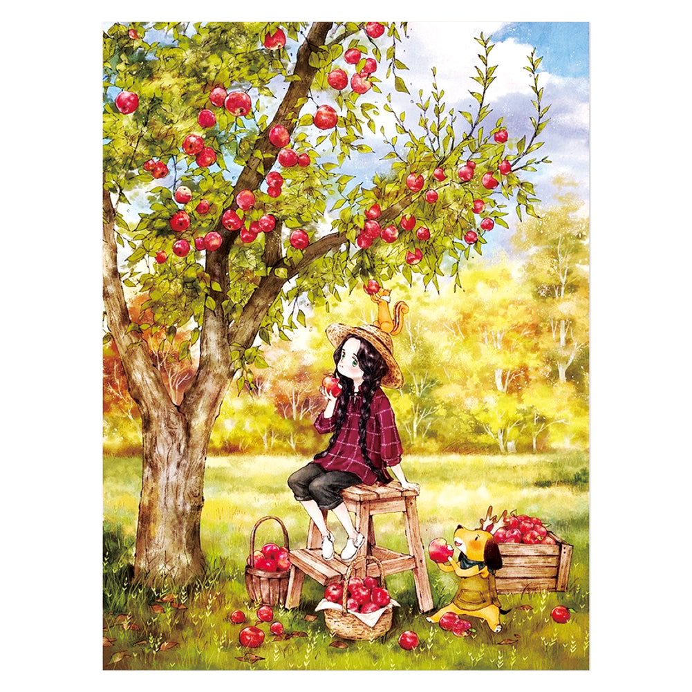 Apple Girl-11CT Stamped 3 Strands Cross Stitch-53x72cm