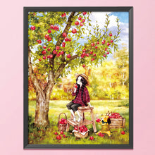 Load image into Gallery viewer, Apple Girl-11CT Stamped 3 Strands Cross Stitch-53x72cm
