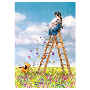 Flower Ladder Girl-11CT Stamped 3 Strands Cross Stitch-53x72cm