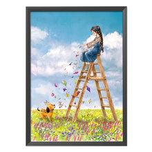 Load image into Gallery viewer, Flower Ladder Girl-11CT Stamped 3 Strands Cross Stitch-53x72cm
