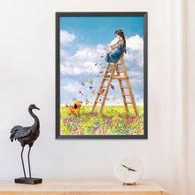 Load image into Gallery viewer, Flower Ladder Girl-11CT Stamped 3 Strands Cross Stitch-53x72cm
