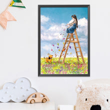 Load image into Gallery viewer, Flower Ladder Girl-11CT Stamped 3 Strands Cross Stitch-53x72cm
