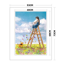 Load image into Gallery viewer, Flower Ladder Girl-11CT Stamped 3 Strands Cross Stitch-53x72cm
