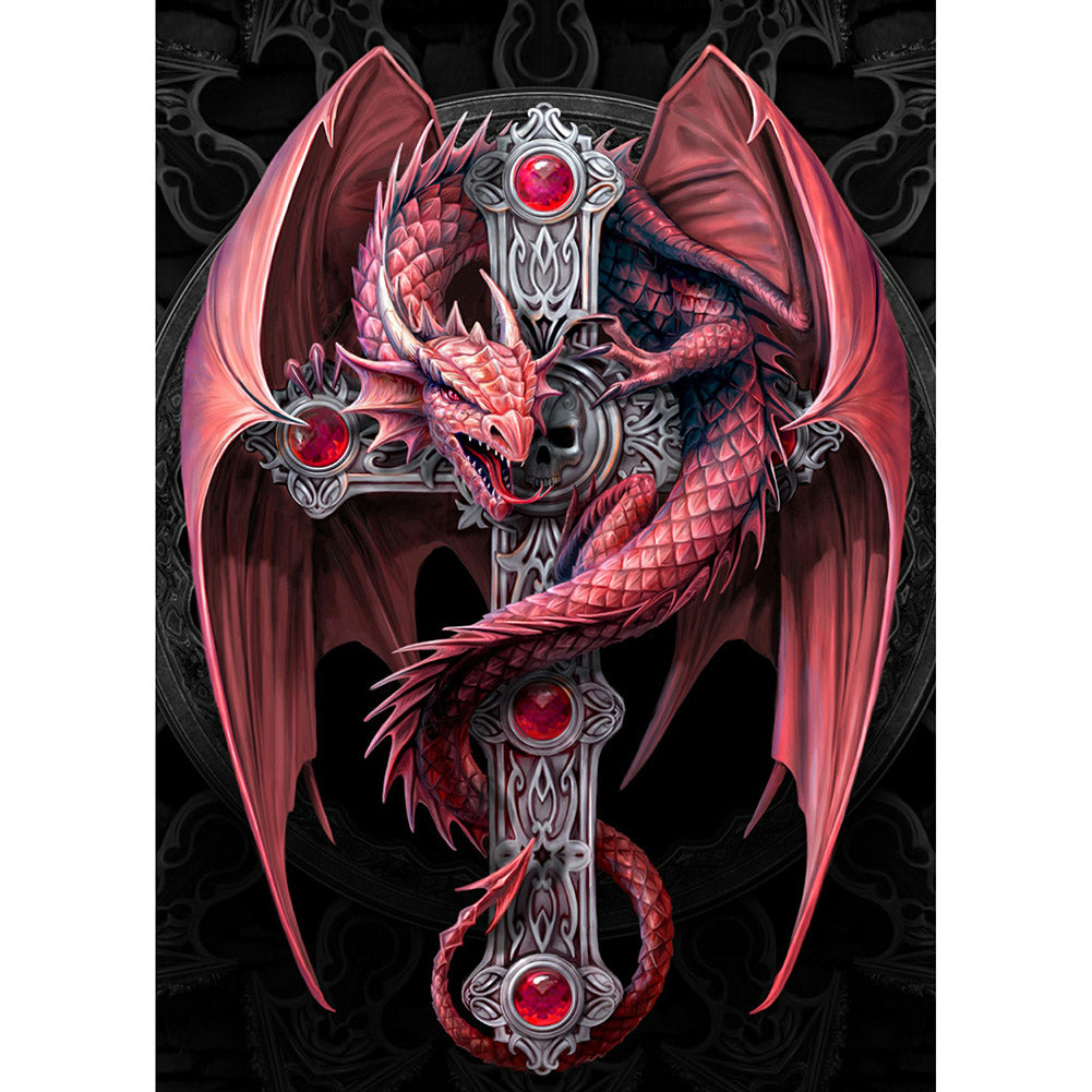 Cross And Red Dragon-Full Drill Diamond Painting