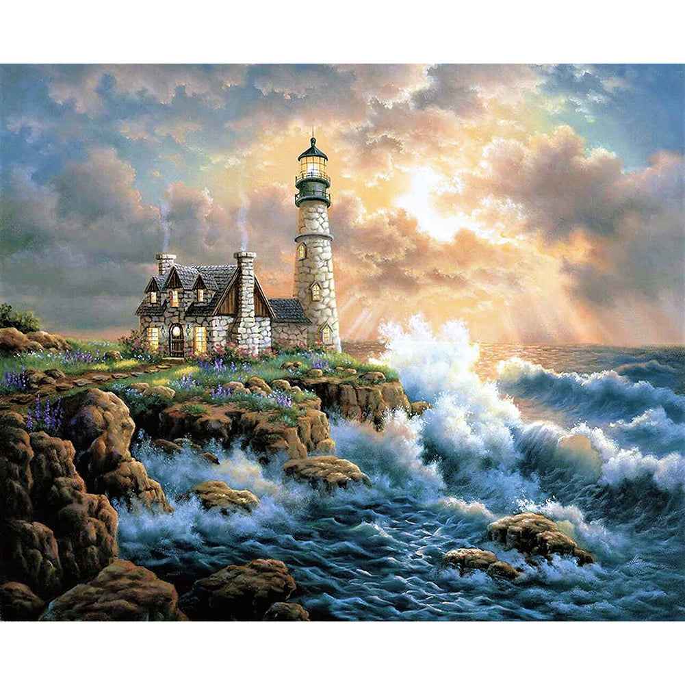 Seaside Lighthouse-Full Drill Diamond Painting-60x50cm